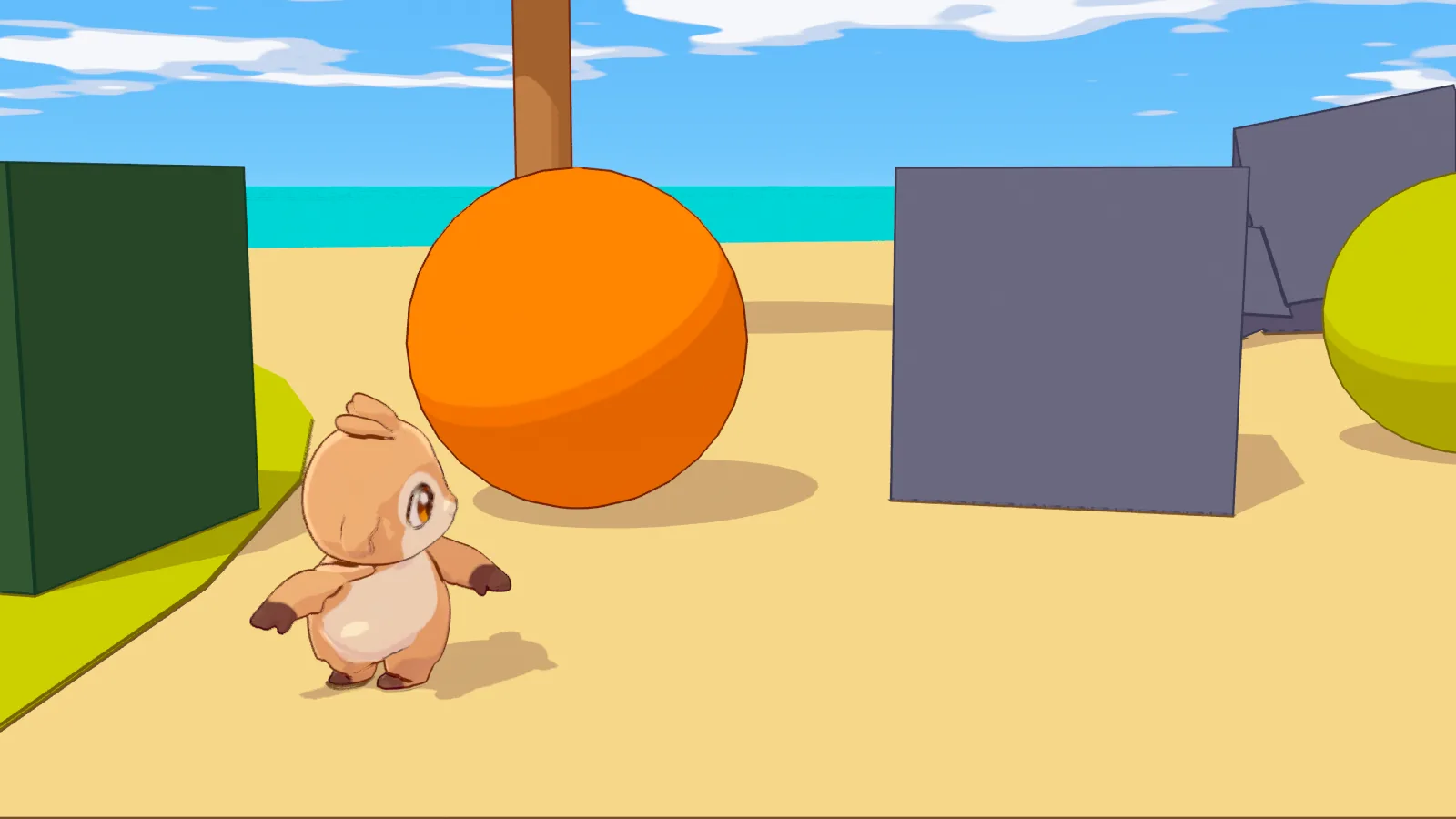 Close-up of the baby creature under the cel-shading look